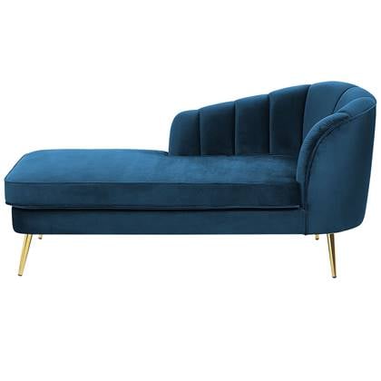 Beliani - ALLIER - Chaise longue - Blauw - Rechterzijde - Fluweel