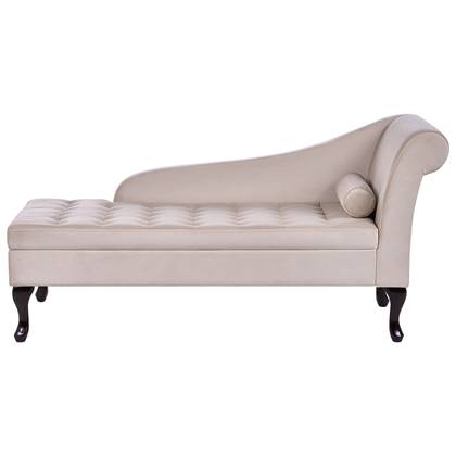 Beliani - PESSAC - Chaise longue - Beige - Rechterzijde - Fluweel