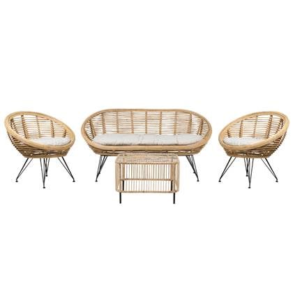 Beliani - MARATEA| CESENATICO - Loungeset 4-zits - Licht - Rotan Beige