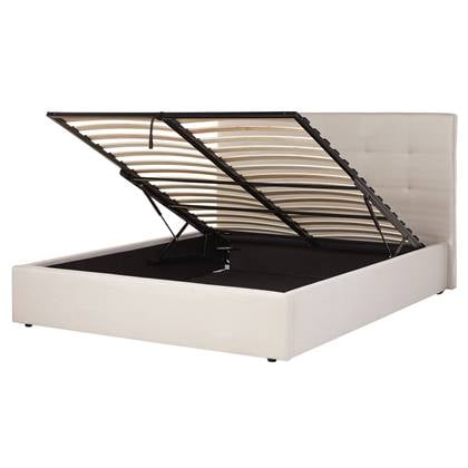 Beliani-LORIENT-Bed met opbergruimte-Beige-160 x 200 cm-Polyester