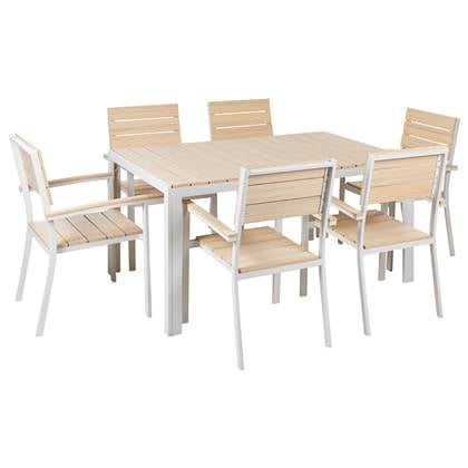 Beliani - COMO - Tuinset voor 6 - Lichthout - Kunsthout Beige