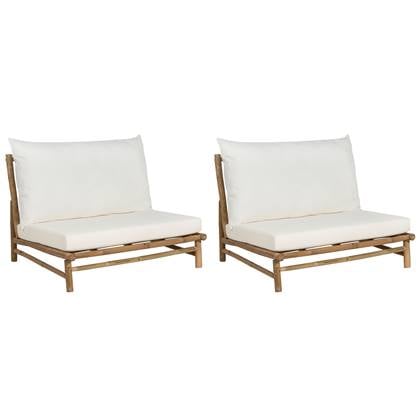 Beliani - TODI - Fauteuil set van 2 - Lichthout|Wit - Bamboe Bruin