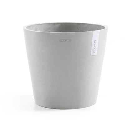 Ecopots Amsterdam 30 - White Grey - Ø30 x H25,4 cm - Ronde witgrijze bloempot / plantenpot