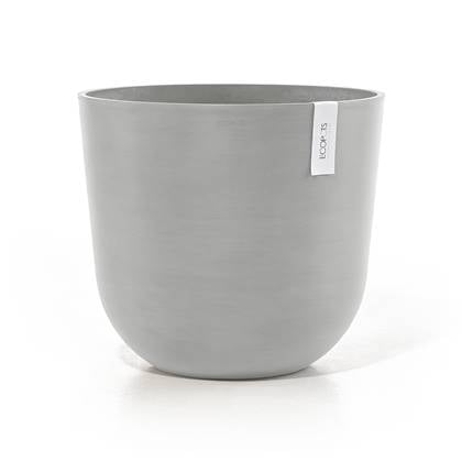 Ecopots Oslo 45 + Water Reservoir - White Grey - Ø45 x H39,4 cm - Ronde witgrijze bloempot / plantenpot met waterreservoir