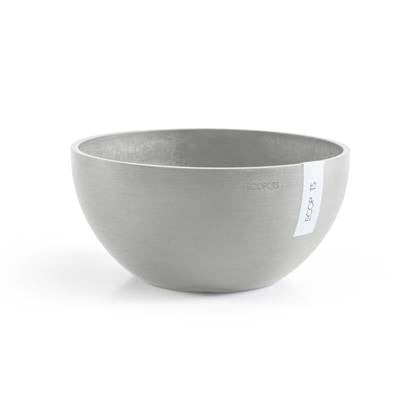 Ecopots Brussels 35 - White Grey - Ø35 x H16,7 cm - Ronde witgrijze bloempot / plantenpot