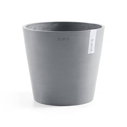 Ecopots Amsterdam 30 + Water Reservoir - Blue Grey - Ø30 x H25,9 cm - Ronde blauwgrijze bloempot / plantenpot met waterreservoir