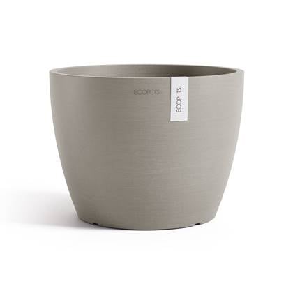 Ecopots Stockholm 24 - Taupe - Ø23,3 x H17,7 cm - Ronde taupe bloempot / plantenpot