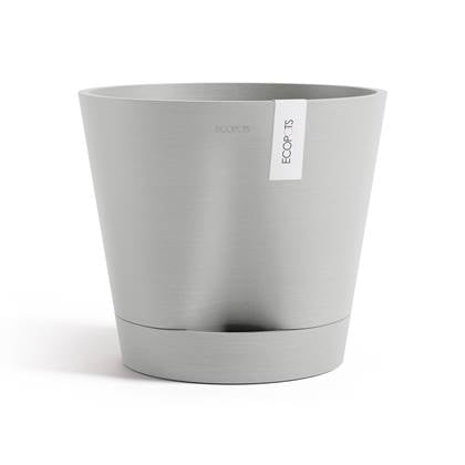 Ecopots Venice 2 30 - White Grey - Ø30 x H27,5 cm - Ronde witgrijze bloempot / plantenpot met waterreservoir