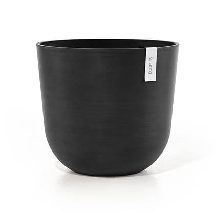 Ecopots Oslo 45 + Water Reservoir - Dark Grey - Ø45 x H39,4 cm - Ronde donkergrijze bloempot / plantenpot met waterreservoir