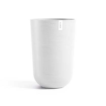 Ecopots Oslo High 52 - Pure White - Ø35 x H51,5 cm - Ronde witte bloempot / plantenpot