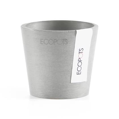 Ecopots Amsterdam 8 - White Grey - Ø8 x H7 cm - Ronde witgrijze bloempot / plantenpot