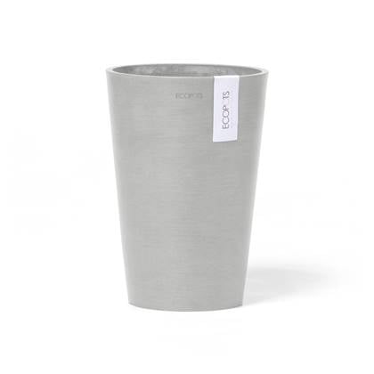 Ecopots Pisa 14 - White Grey - Ø14 x H20 cm - Ronde witgrijze bloempot / plantenpot