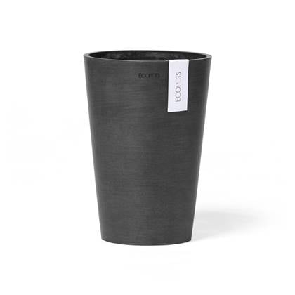 Ecopots Pisa 14 - Dark Grey - Ø14 x H20 cm - Ronde donkergrijze bloempot / plantenpot