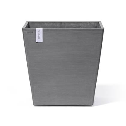 Ecopots Rotterdam Wheels 50 - Grey - 50,2 x H49,5 cm - Vierkante grijze bloempot / plantenbak op wielen met waterreservoir