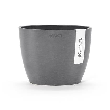 Ecopots Stockholm Mini 16 - Grey - Ø16,2 x H12 cm - Ronde grijze bloempot / plantenpot