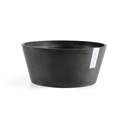 Ecopots Frankfurt 40 - Dark Grey - Ø41 x H17,8 cm - Ronde donkergrijze bloempot / plantenpot