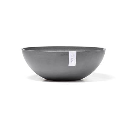 Ecopots Vienna 50 - Grey - Ø50,4 x H18,5 cm - Ronde grijze bloempot / plantenpot