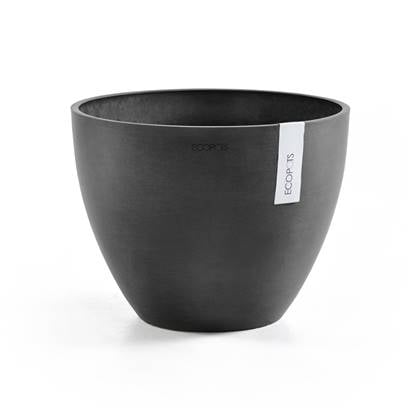 Ecopots Antwerp 50 - Dark Grey - Ø49,3 x H37 cm - Ronde donkergrijze bloempot / plantenpot