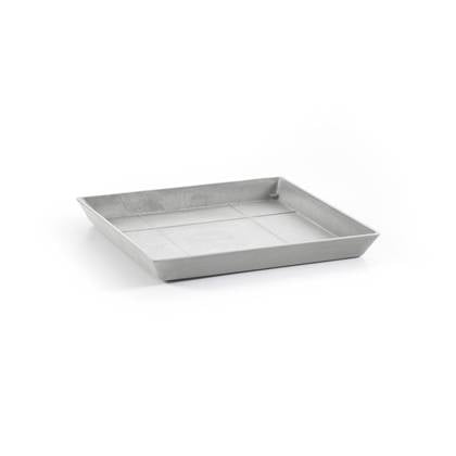 Ecopots Saucer Square - White Grey - 35,5 x H3,5 cm - Vierkante witgrijze onderschotel