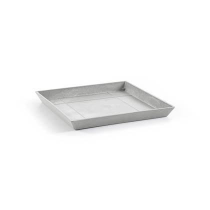 Ecopots Saucer Square - White Grey - 43 x H3,5 cm - Vierkante witgrijze onderschotel