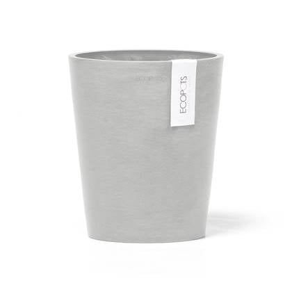 Ecopots Morinda Orchid 17 - White Grey - Ø17,1 x H19,5 cm - Ronde witgrijze bloempot / plantenpot met waterreservoir