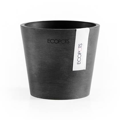 Ecopots Amsterdam 10,5 - Dark Grey - Ø10,5 x H9,2 cm - Ronde donkergrijze bloempot / plantenpot