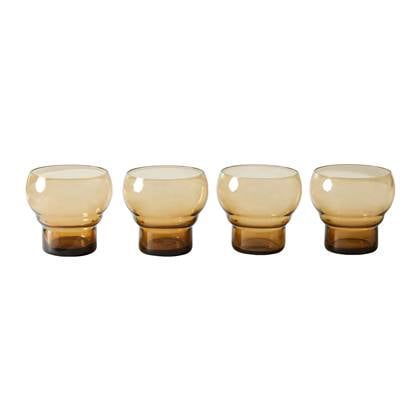 HKliving 70&apos;s Glassware Bulb Glas 0,24 L - Set van 4 - Amber