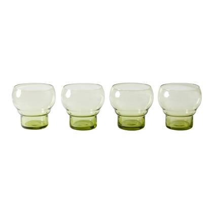 HKliving 70&apos;s Glassware Bulb Glas 0,24 L - Set van 4 - Mint Green