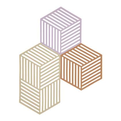 Zone Denmark Hexagon Onderzetter Set van 3 Lupine-Warm Sand-Light Terracotta