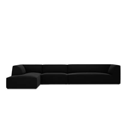 Windsor & Co Sao Hoekbank met Chaise Longue Links - 5-zits - Velvet - Zwart