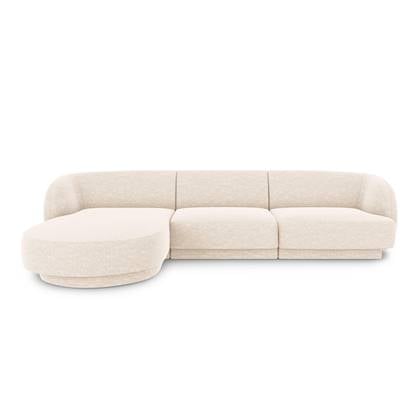 Micadoni Miley Hoekbank met Chaise Longue Links - Chenille - Crème