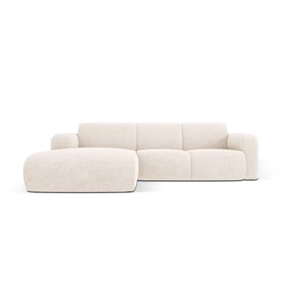 Windsor & Co Lola Hoekbank met Chaise Longue Links - Chenille - Lichtbeige