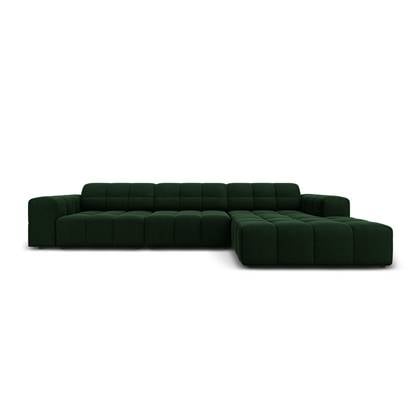 Cosmopolitan Design Chicago Hoekbank met Chaise Longue Rechts - Velvet - Flessengroen