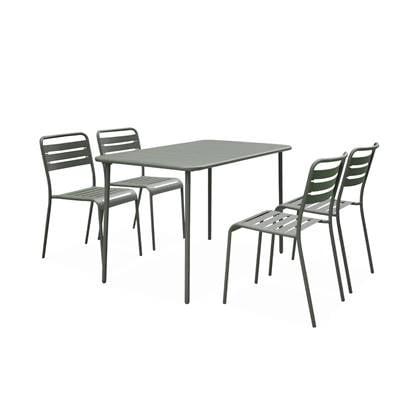 sweeek - Metalen tuintafel, amelia, 4 stoelen, 120x70xh725cm (122kg)