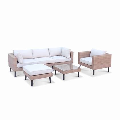 sweeek - Loungeset plat wicker, 5 plaatsen