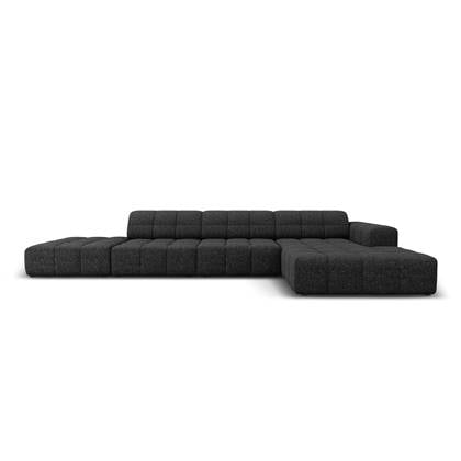 Cosmopolitan Design Chicago Hoekbank met Chaise Longue Rechts - Links Open - Chenille - Zwart