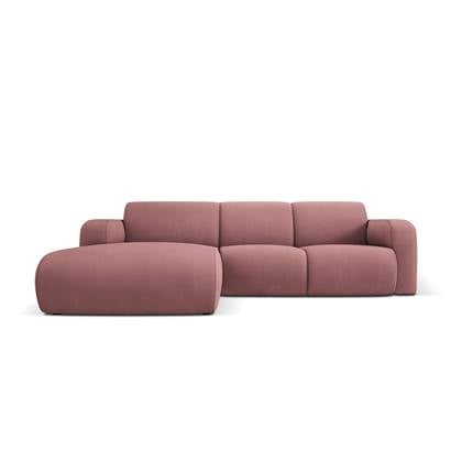 Windsor & Co Lola Hoekbank met Chaise Longue Links - Fluweel - Roze