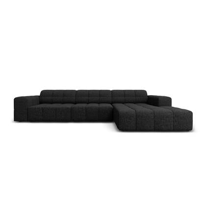 Cosmopolitan Design Chicago Hoekbank met Chaise Longue Rechts - Chenille - Zwart