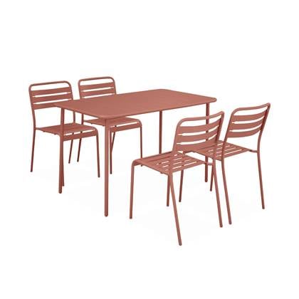 sweeek - Metalen tuintafel, amelia, 4 stoelen, 120x70xh725cm (122kg)