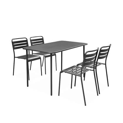 sweeek - Metalen tuintafel, amelia, 4 stoelen, 120x70xh725cm (122kg)