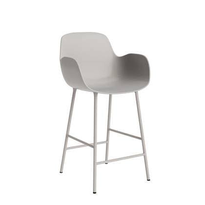 Normann Copenhagen Form Barkruk High 75 cm met Armleuning - Staal - Warm Grijs