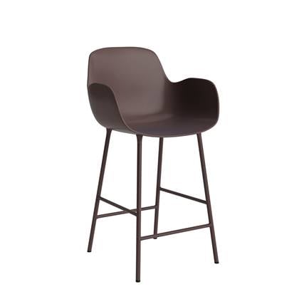 Normann Copenhagen Form Barkruk High 75 cm met Armleuning - Staal - Bruin