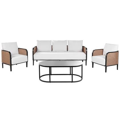 Beliani - MONTEFALCO - Loungeset 5-zits - Wit - Aluminium