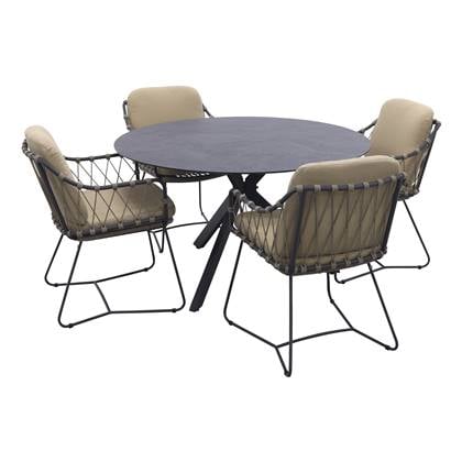 4 Seasons Outdoor Taste Prego|Locarno ronde tuinset - 5-delig - 130 cm.