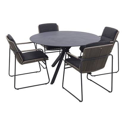 4 Seasons Outdoor Taste Parma|4SO Locarno ronde tuinset - 5-delig - stapelbaar