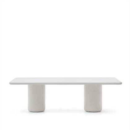 Kave Home - betontafel Canaret met glanzend witte afwerking 239 x 102