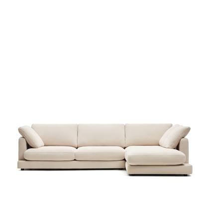 Kave Home - Gala 4-zitsbank met chaise longue rechts in beige 300 cm