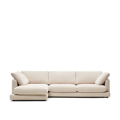 Kave Home - Gala 4-zitsbank met chaise longue links in beige 300 cm