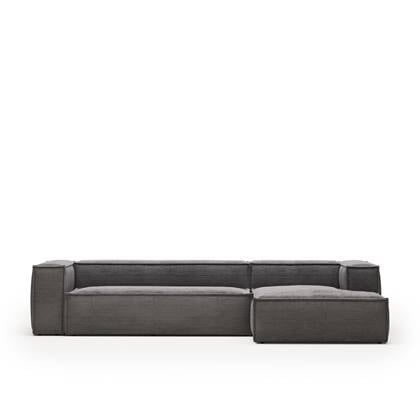 Kave Home - 4-zitsbank Blok grijze corduroy met chaise longue rechts