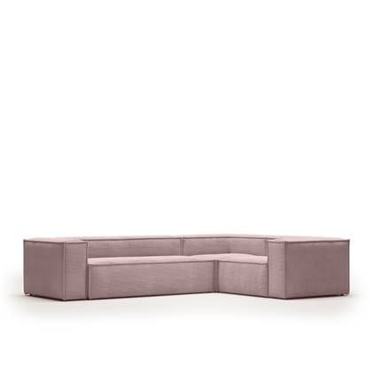 Kave Home - Blok 4 zits hoekbank in dik roze ribfluweel 320 x 230 cm |